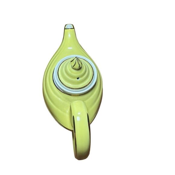 Vintage Hall Aladdin Teapot Canary Yellow with Gold Trim Includes Infuser #0679R - Picture 6 of 7